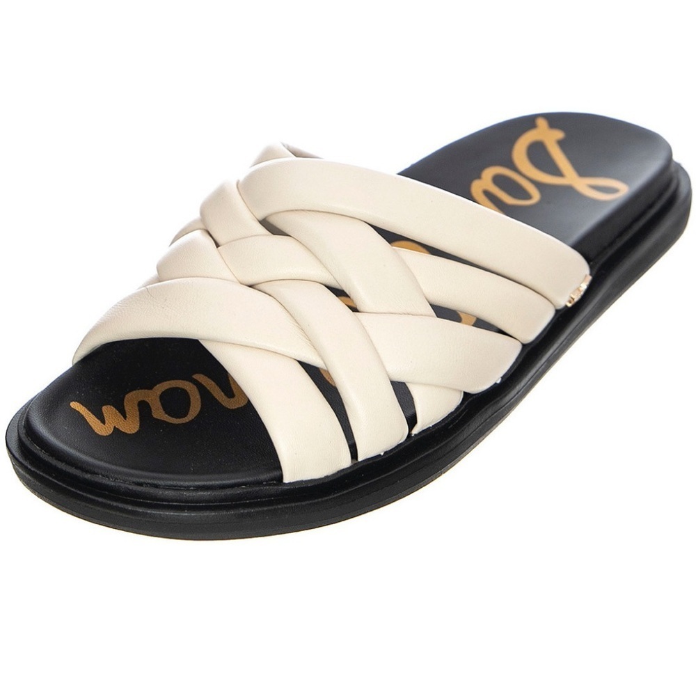 Sam Edelman Cream Woven Slide Sandals